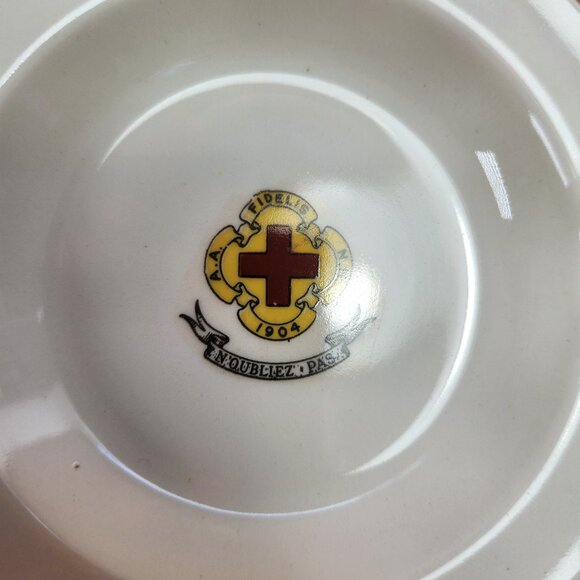 Vintage Balfour Ashtray Fidelis 1904 White Ceramic Gold Rim Noubliez Pas - Picture 3 of 7